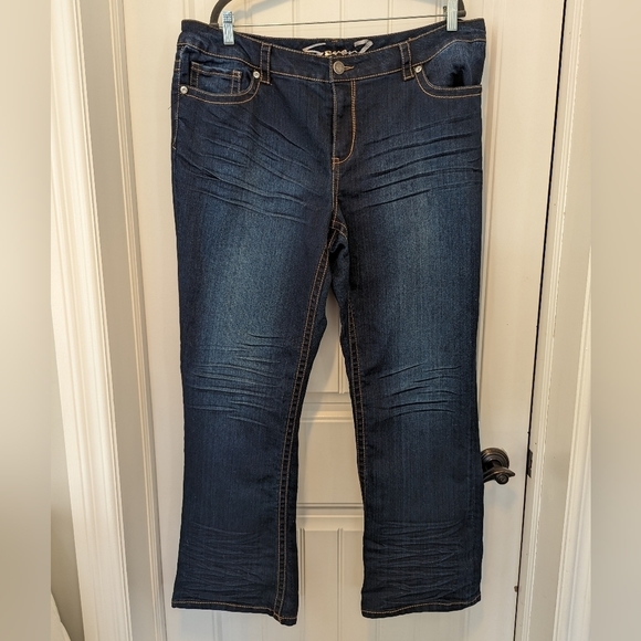 Seven luxe jeans from Lane Bryant, plus sz22, flare, crystal embellishments. - Picture 2 of 14